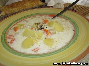 Суп из плавленых сырков с вермишелью